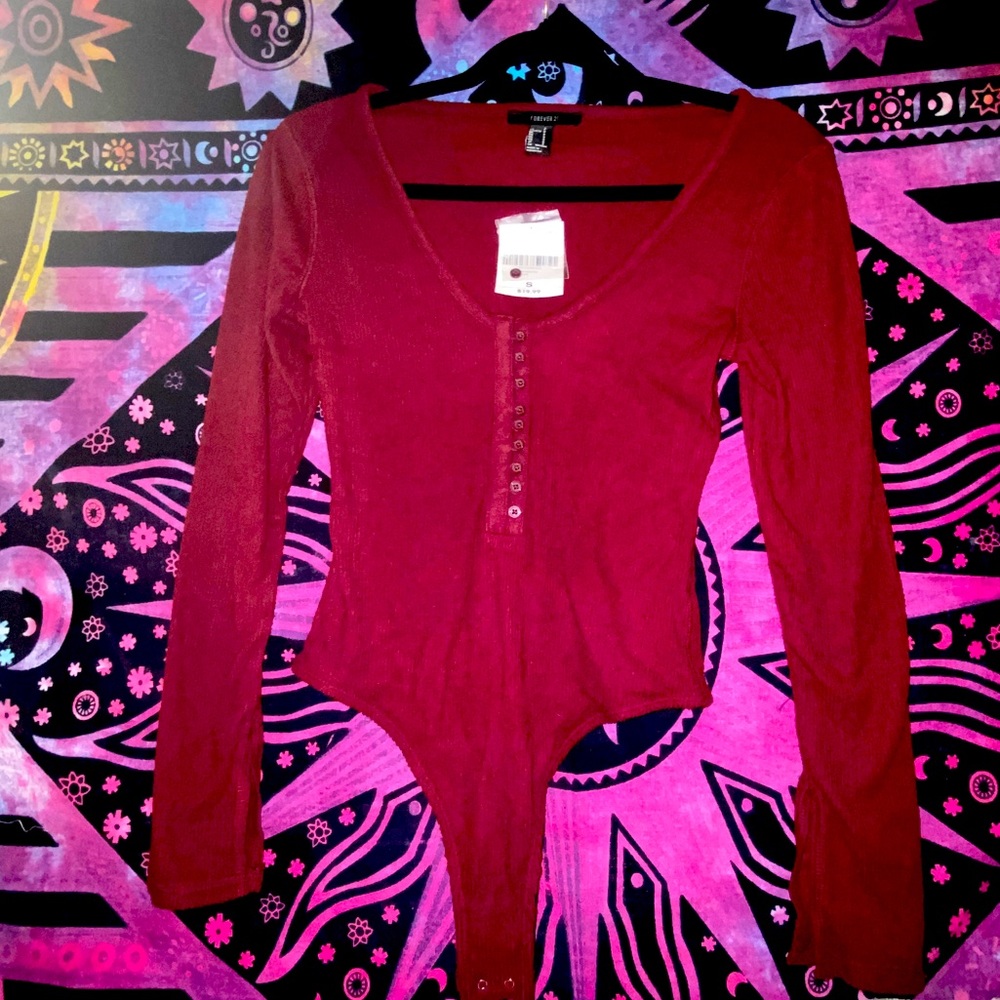 Forever 21 maroon long sleeve body suit